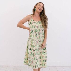 Sunshine Tienda Floral Champagne Beach Midi Dress M/L
